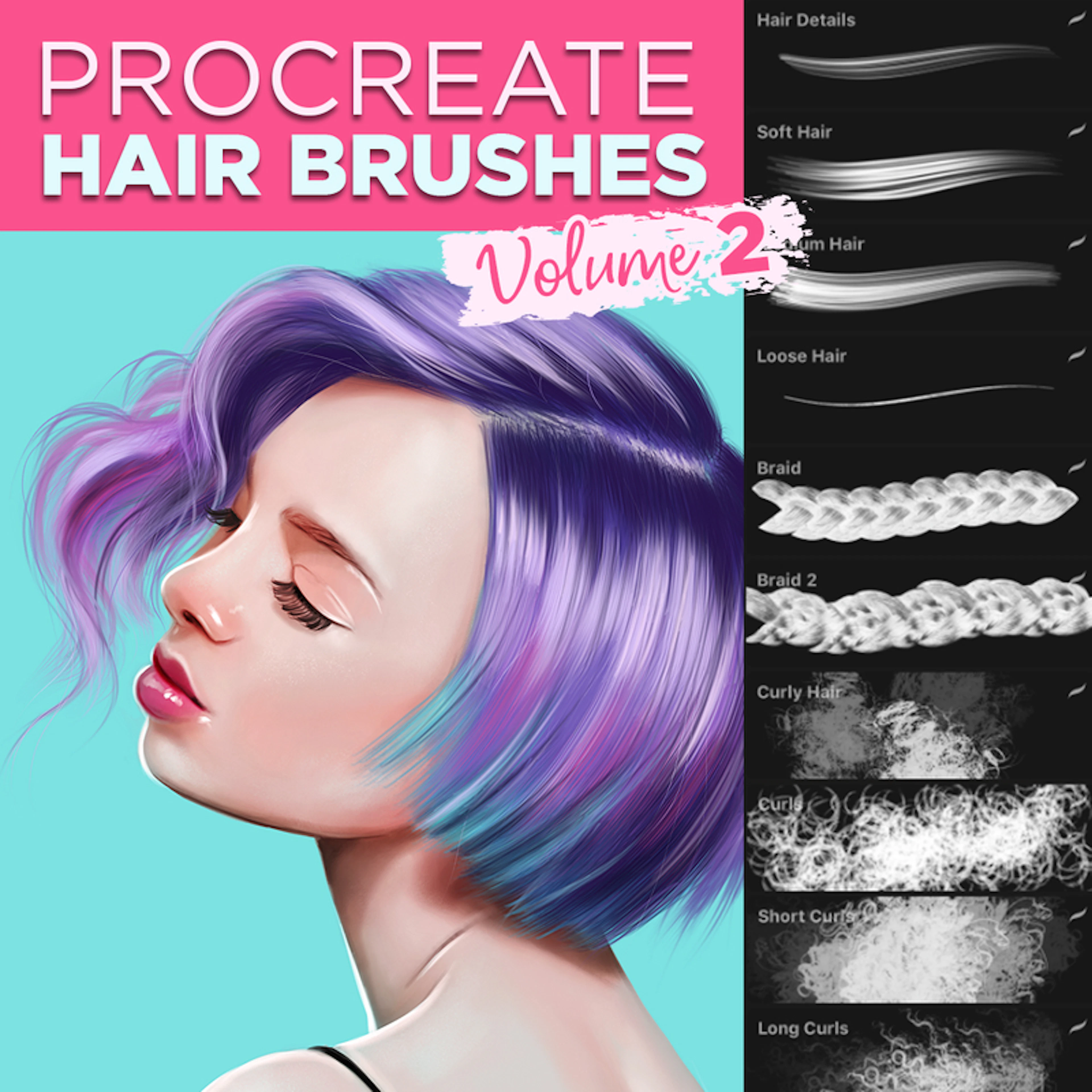 Hair brushes for Procreate - Volume 2